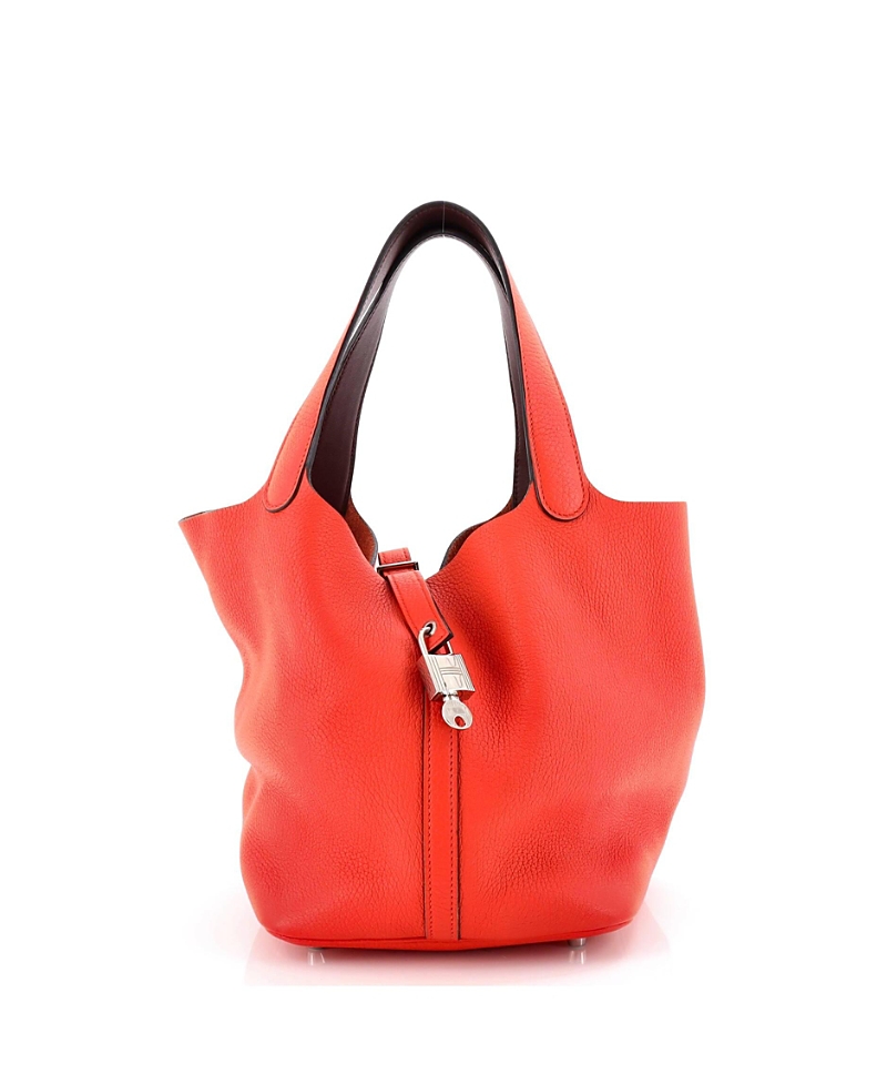 Pre-owned Pre-owned Hermes Hermes Mm Eclat Picotin Lock Bag Clemence In Orange