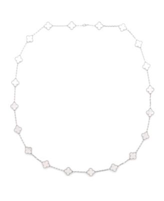  Vintage Alhambra 20 Motifs Necklace 18K White Gold and Mother of Pearl, 33.5"