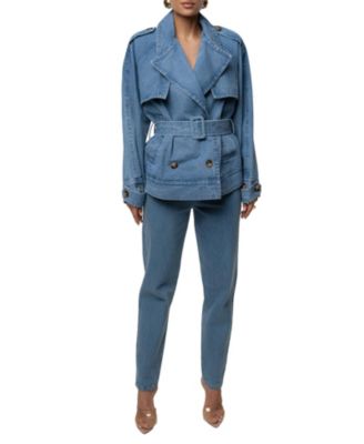 Medium Wash Double Breasted Denim Jacket