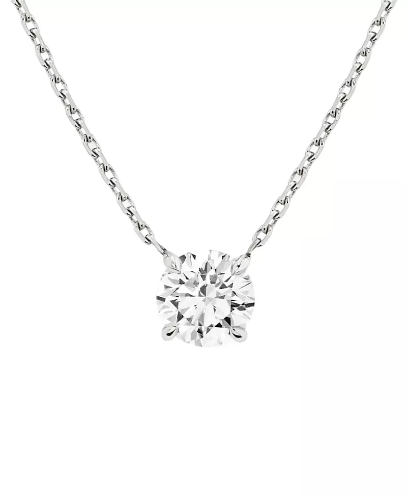 Vrai Solitaire Necklace in 14K Gold, 2ctw Round Brilliant Lab Grown Diamond