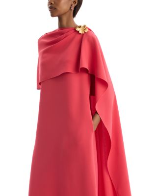 Draped Shoulder Brooch Detail Georgette Caftan Dress