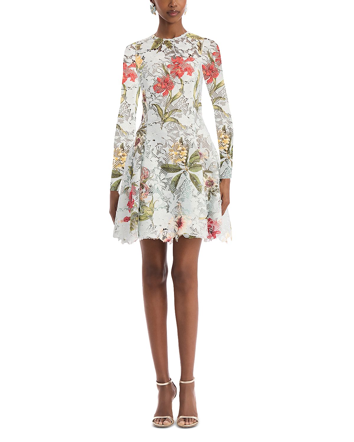 Oscar de la Renta Multi Floral Lace Dress