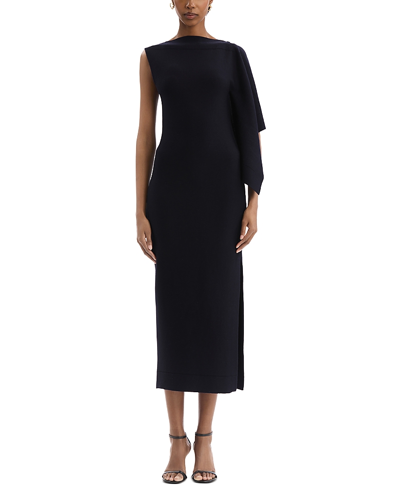 Oscar de la Renta Draped One Side Knit Dress