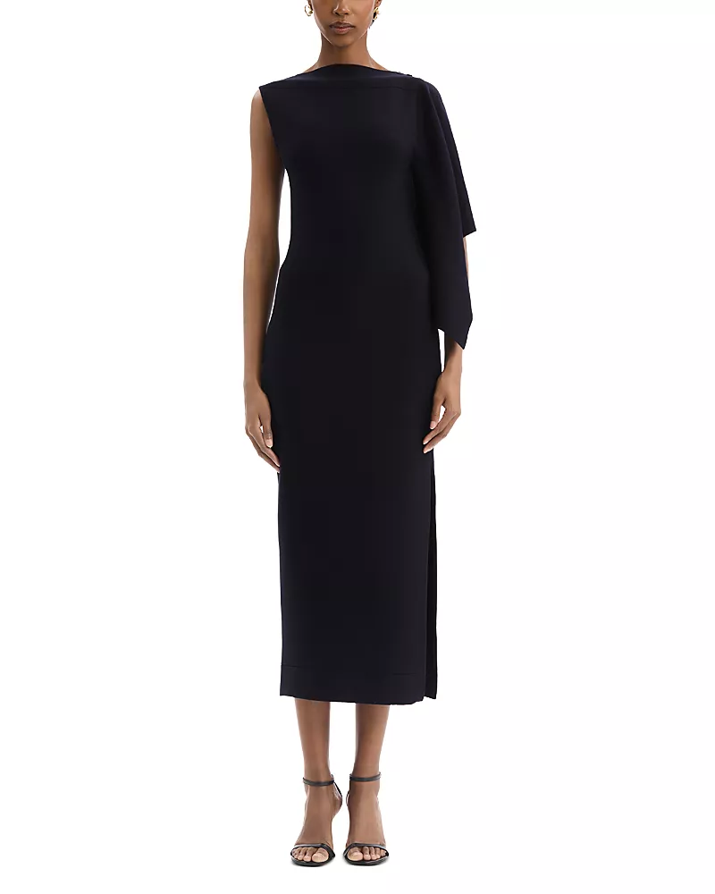 Oscar de la Renta Draped One Side Knit Dress