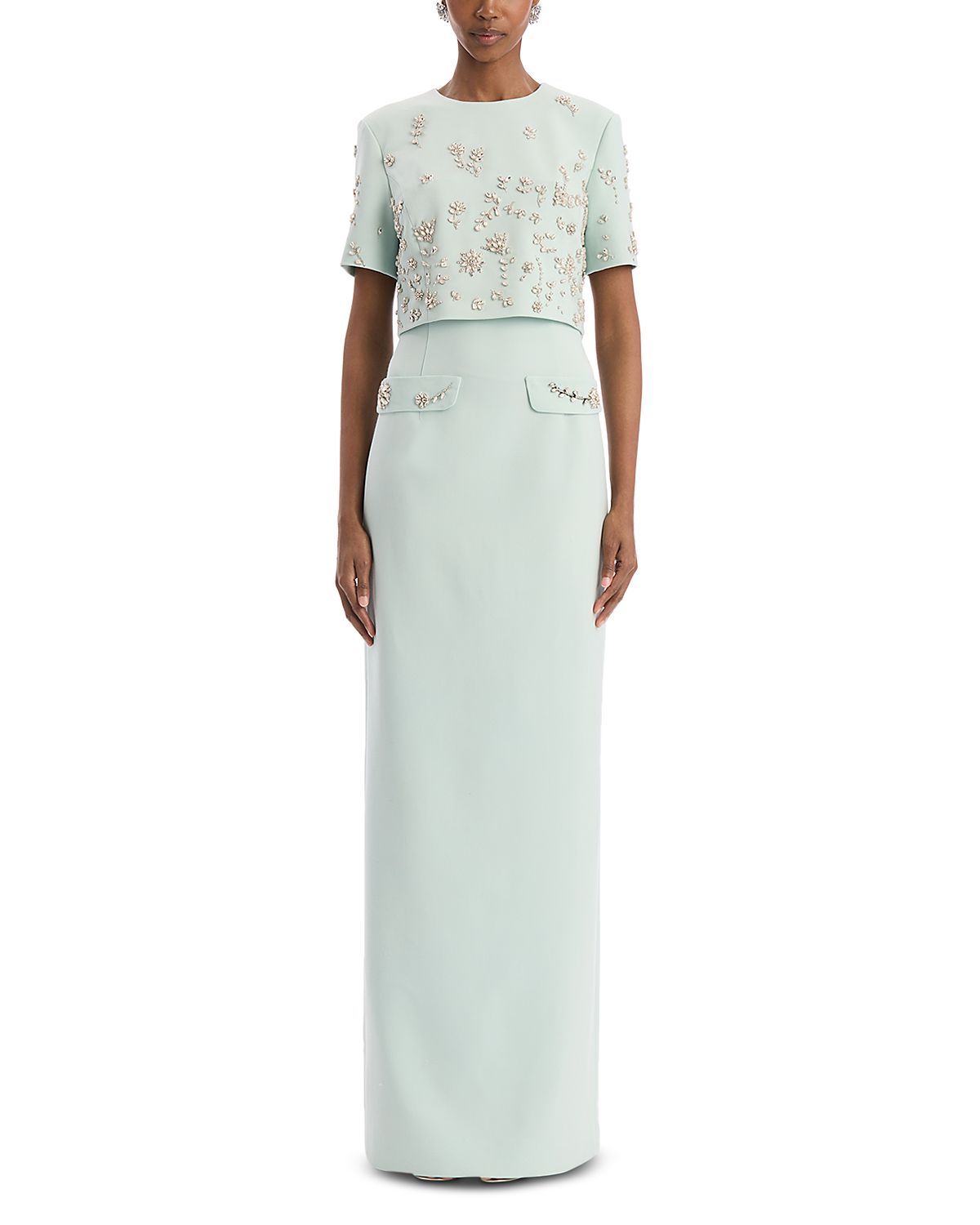 Oscar de la Renta Crystal Embroidered Dress
