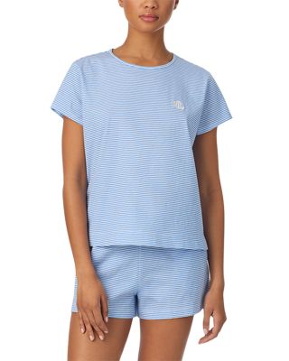 Short Sleeve Fashion Knit Crewneck Boxer Pajama Set