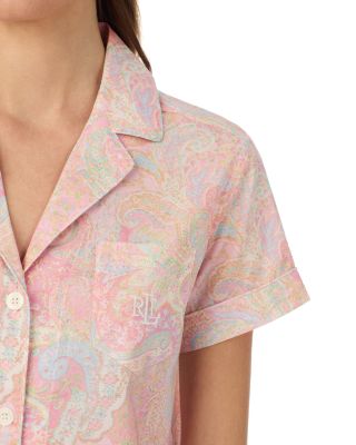 Short Sleeve Classic Lawn Notch Collar Cropped Pajama Set