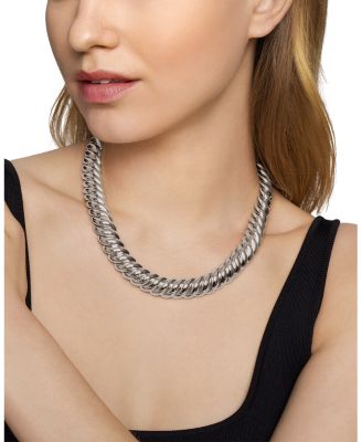 Sculpted Cable Necklace in Sterling Silver