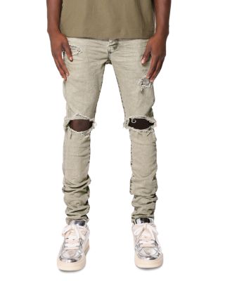Skinny Fit Distressed Jeans in Green