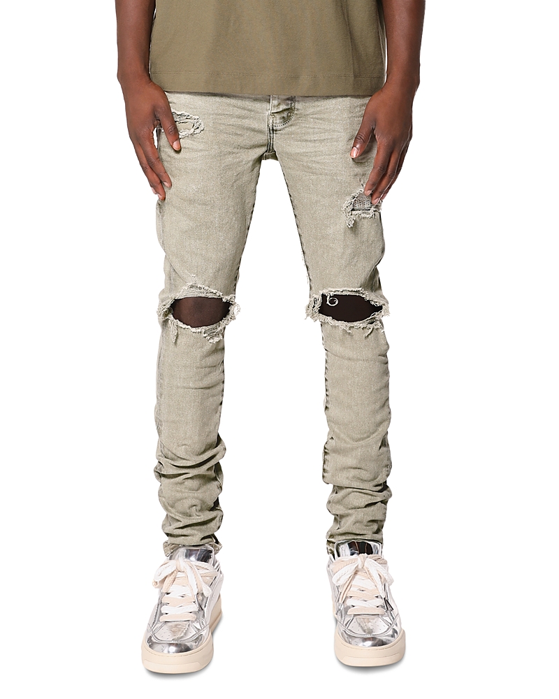 Purple Brand Skinny Fit Distressed Jeans in Green