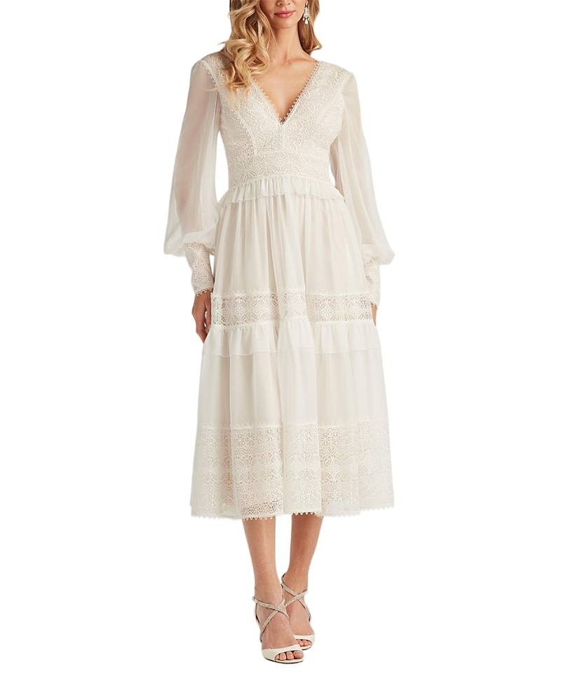 Tadashi Shoji Loic Lace Panel Midi Dress