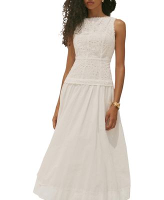  Women's Cotton Broderie Midi Dress