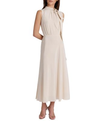  Petra Sleeveless Mock Neck Silk Midi Dress