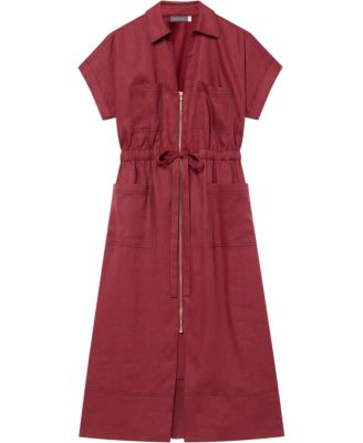  Women's Linen Midi Shirt Dress