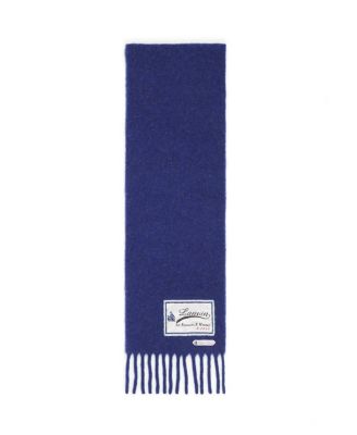 Blue Fringed Wool Scarf with 22 Faubourg Label