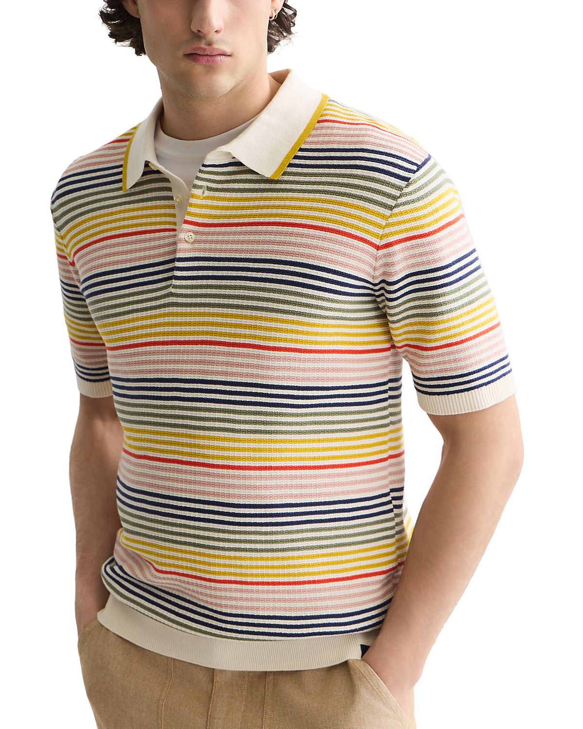 Scotch & Soda Striped Structured Knitted Regular Fit Polo