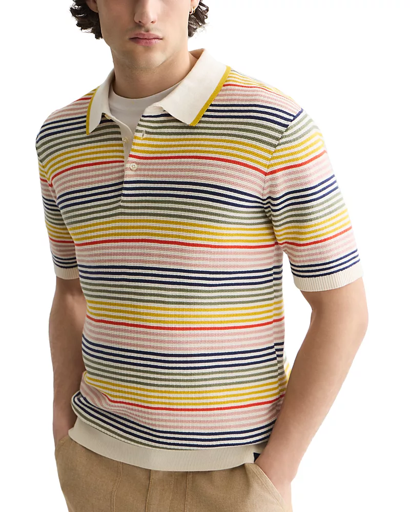 Scotch & Soda Striped Structured Knitted Regular Fit Polo