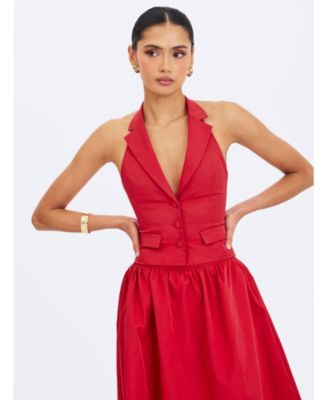  Ursella Halter Single-Breasted Lapel Top