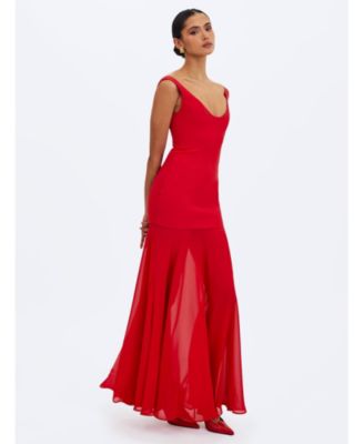  Verona Scoop Neck Flared Maxi Dress