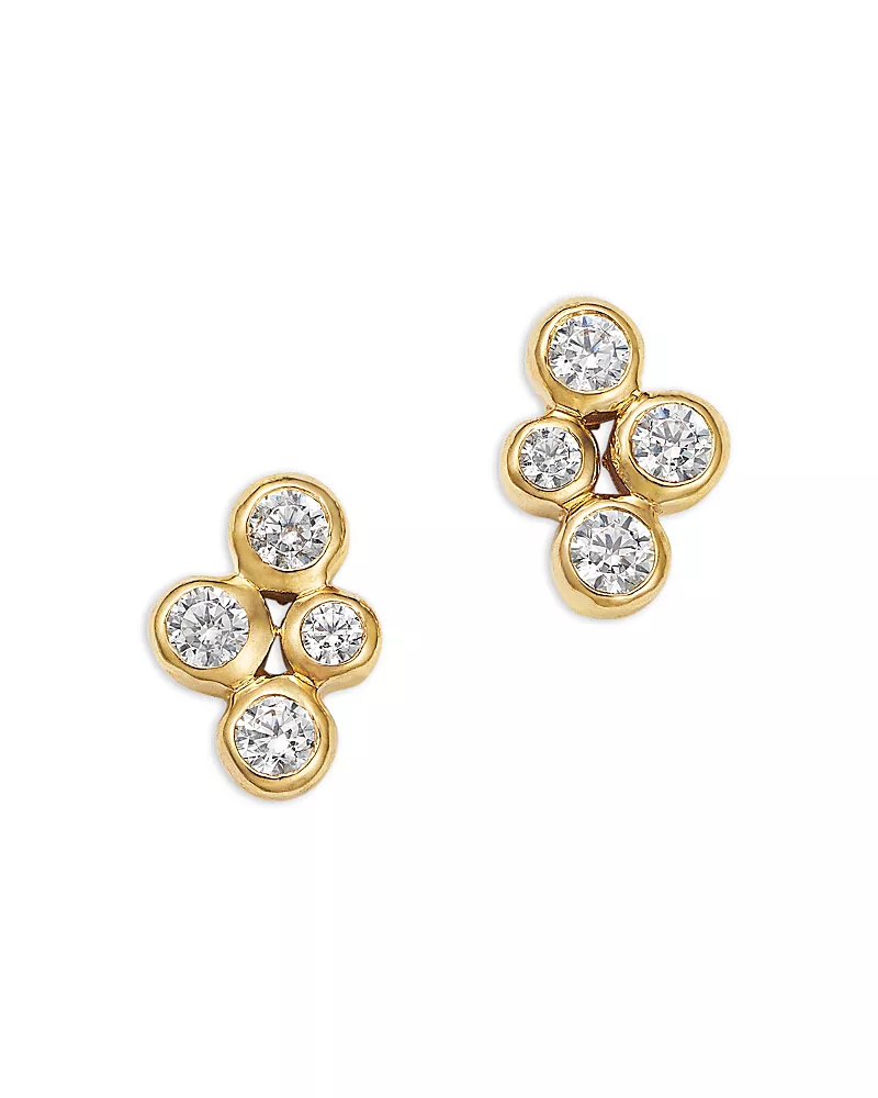 Bloomingdale's Fine Collection Diamond Bezel Cluster Stud Earrings in 14K Yellow Gold, 0.25 tcw