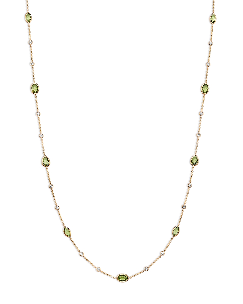 Bloomingdale's Fine Collection Peridot Bezel & Diamond Station Necklace in 14K Yellow Gold, 18
