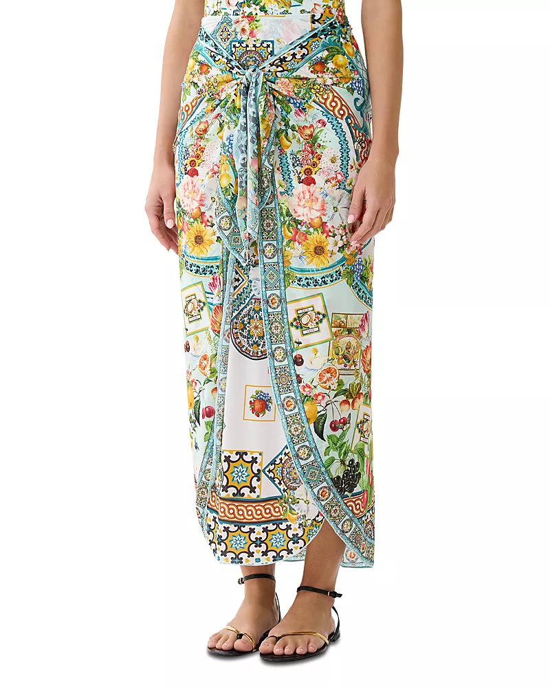 Camilla Layered Tie Front Sarong Cover-Up