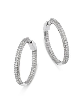 Diamond Pave Inside Out Hoop Earrings in 14K White Gold, 2.0 tcw