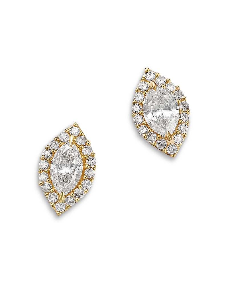 Bloomingdale's Fine Collection Diamond Marquise Shaped Halo Stud Earrings in 14K Yellow Gold, 0.30 tcw
