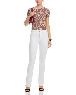 Selma Cotton Stretch High Rise Bootcut Jeans in Blanc