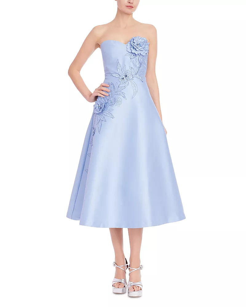 Badgley Mischka Appliqued Embroidered Strapless Dress - Exclusive