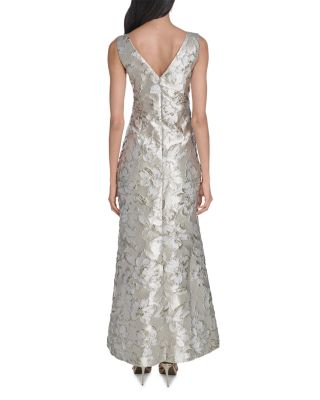 Metallic Jacquard Ruffled Gown