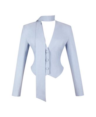  Renley Pinstripe Peplum Blazer