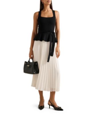  Women's Peony Pleat Mixed Dress