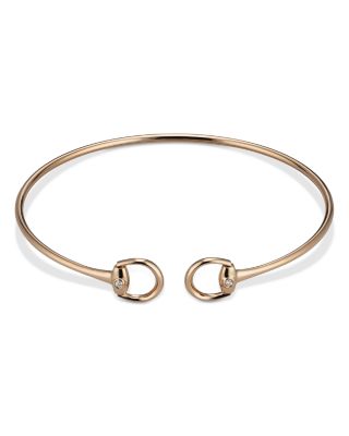 18K Rose Gold Horsebit Diamond Accent Wire Cuff Bracelet