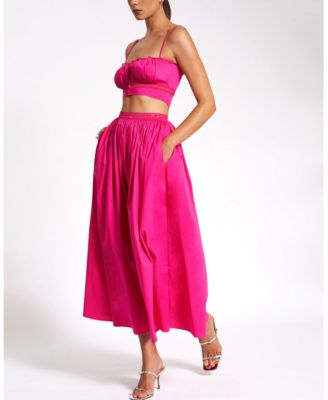  Martha Cotton Poplin Maxi Skirt with Lace Trim