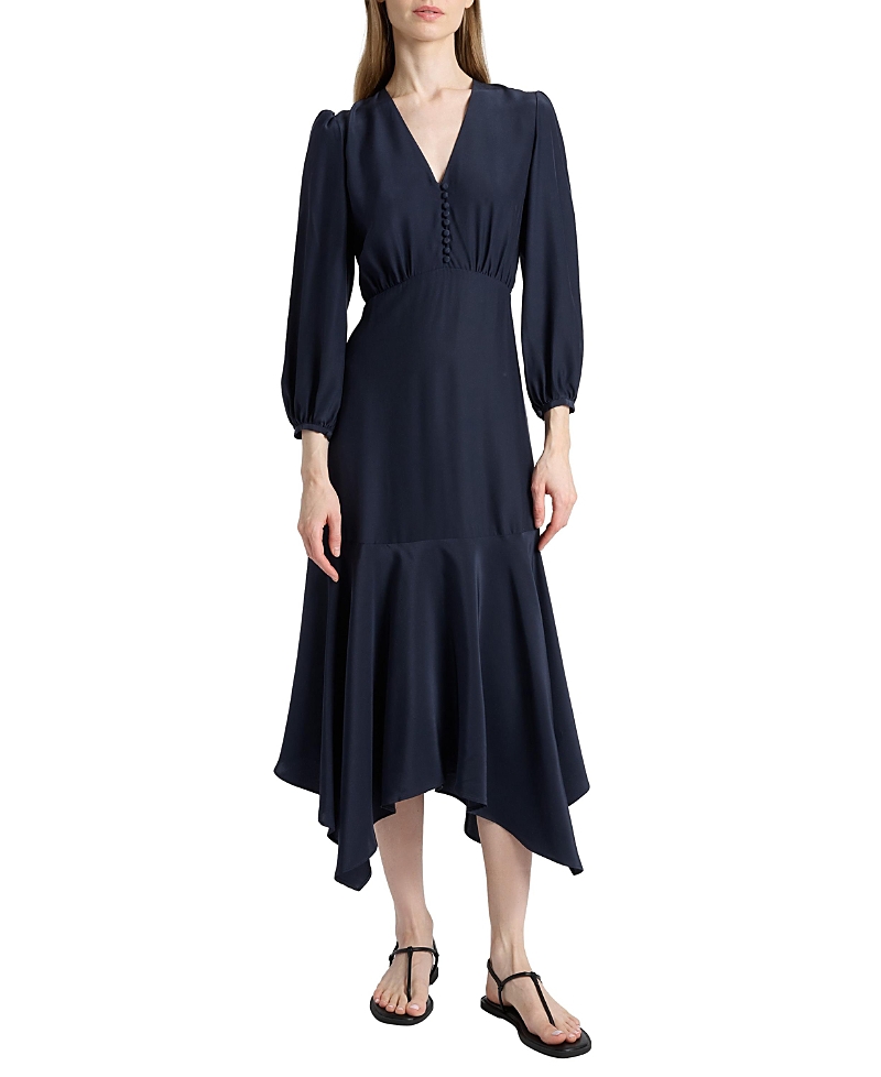 Santorelli Carina Silk Midi Handkerchief Dress