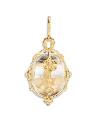 18K Yellow Gold FJ Rock Crystal, Diamond & Multi-Gemstone Medium Rainbow Fiori Amulet Pendant