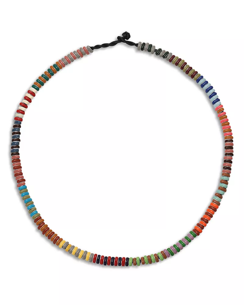 Adina Reyter Sterling Silver Runway Stripes Enamel Mini Bead Necklace, 16