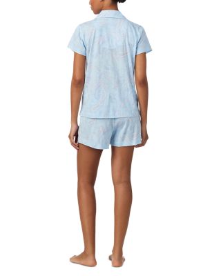 Short Sleeve Classic Knits Notch Collar Boxer Pajama Set