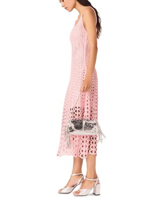 Russelking Rhinestone Crochet Midi Dress