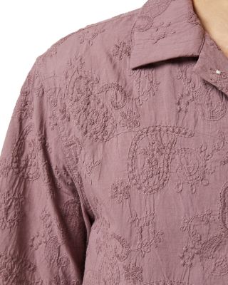 Relaxed Fit Paisley Embroidery Short Sleeve Shirt