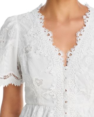 aqua embroidered scallop trim dress English Factory main image 0