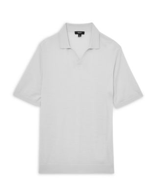 Open Collar Merino Wool Polo Shirt