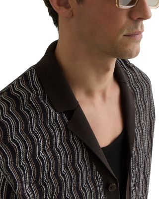 Cuban Collar Wavy Pattern Shirt