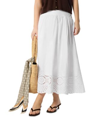 Broderie Cotton Midi Skirt