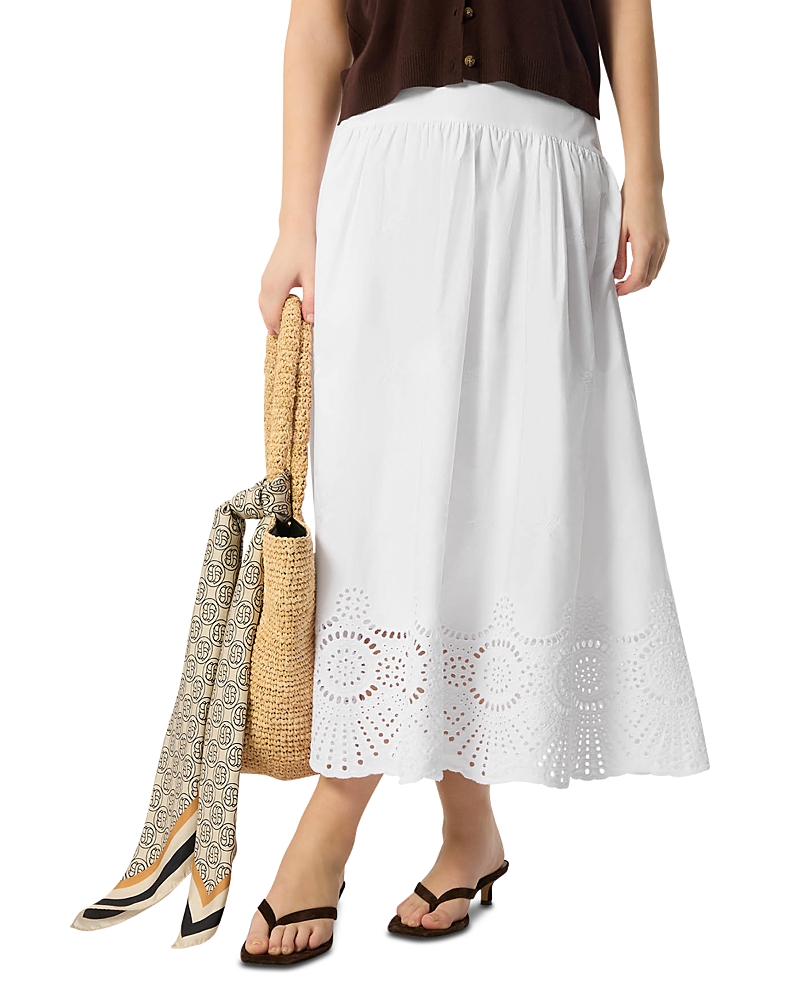 Whistles Broderie Cotton Midi Skirt