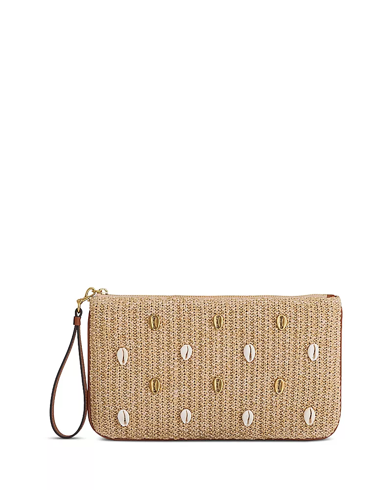 Rebecca Minkoff Ashlee Small Seashell Raffia Wristlet Pouch