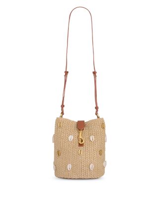 Megan Small Seashell Raffia Bucket Bag