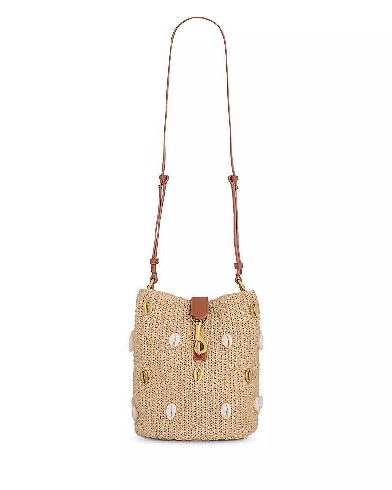 Rebecca Minkoff Megan Small Seashell Raffia Bucket Bag