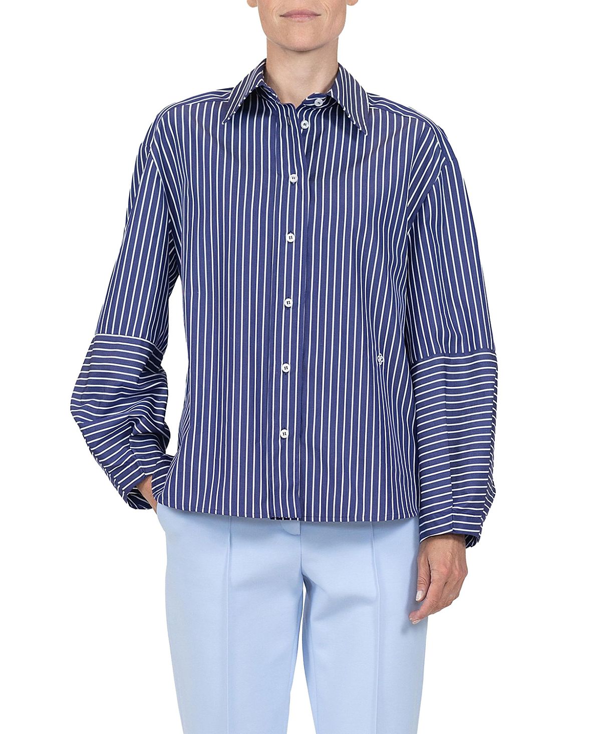 Callas Milano Aura Lantern Sleeve Stripe Shirt